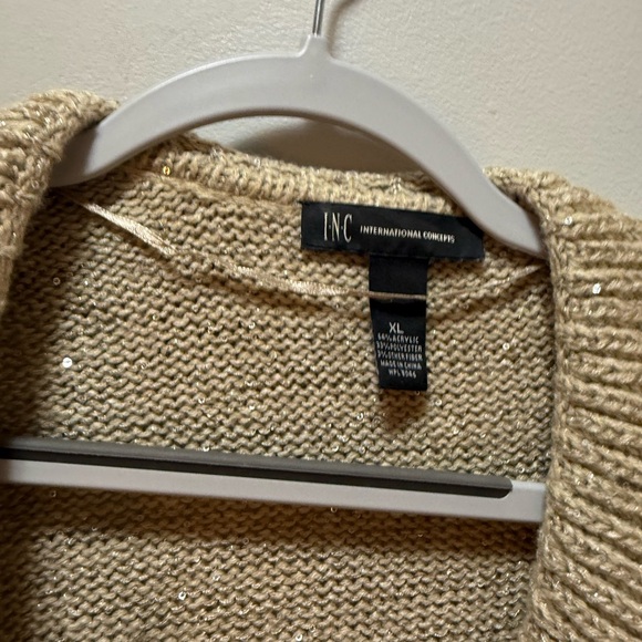 Sparkly Gold/Tan INC Cardigan - Picture 5 of 7